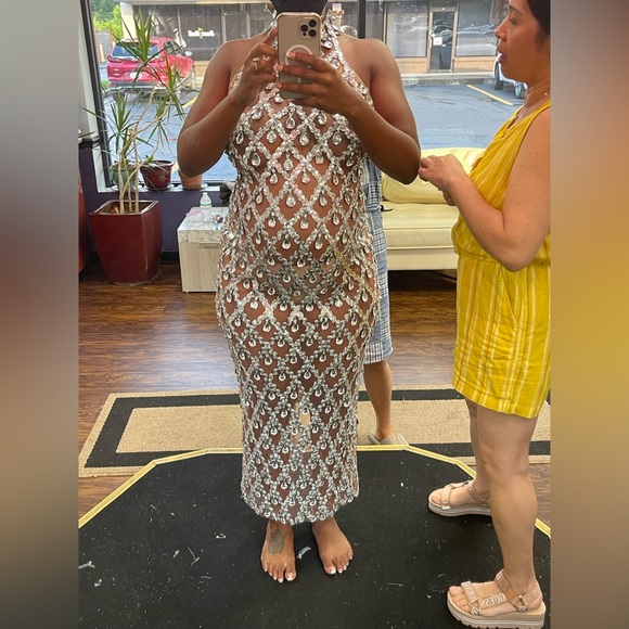 Rhinestone Maternity Dress for Sale. Can wear at as a regular dress or maternity - Picture 9 of 10